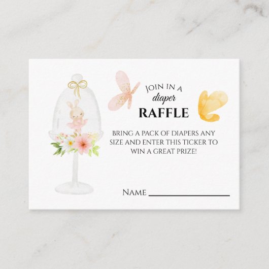 ピンクおむつラッフルベビーシャワーゲーム囲いカード エンクロージャーカード (正面)