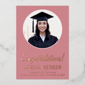 ピンクおめでとうございます卒業生2写真卒業 箔シーズンカード (正面)