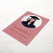 ピンクおめでとうございます卒業生2写真卒業 箔シーズンカード (回転した状態)