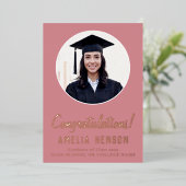 ピンクおめでとうございます卒業生2写真卒業 箔シーズンカード (立ち正面)