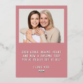 ピンクおめでとうございます卒業生2写真卒業 箔シーズンカード (裏面)