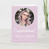 ピンクおめでとうございます大学院写真卒業 カード (正面)