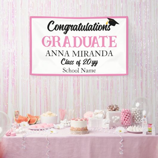 ピンクおめでとうございます大学院生 横断幕 (パーティー)