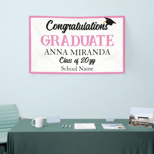 ピンクおめでとうございます大学院生 横断幕 (トレードショー)