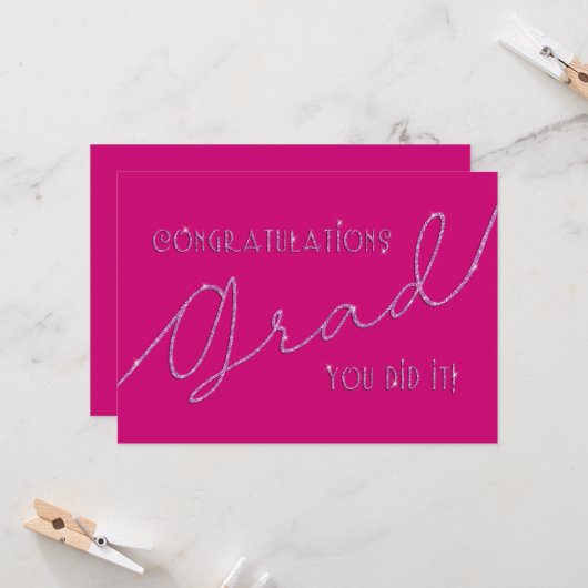 ピンクおめでとうさん卒業フェイクグリッター (正面/裏面インサイチュ)