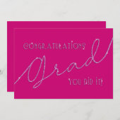 ピンクおめでとうさん卒業フェイクグリッター (正面/裏面)