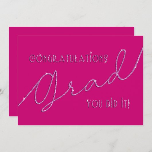 ピンクおめでとうさん卒業フェイクグリッター (正面/裏面)