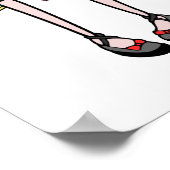 ピンクおもしろいかわいいバードワーク懸命ショップ硬い ポスター (角)