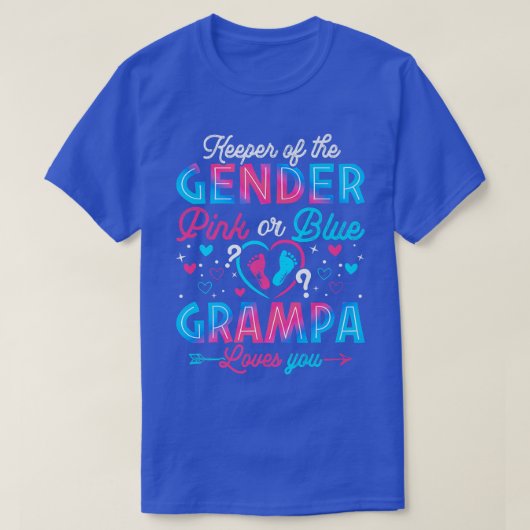 ピンクおもしろいかブルーのグランパが愛する性別 Tシャツ (デザイン正面)