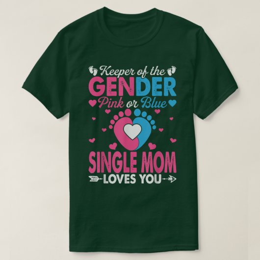ピンクおもしろいかブルーのマ独身のマがGender Revを愛する Tシャツ (デザイン正面)