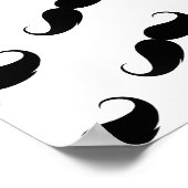 ピンクおもしろいとガーリー黒の口ひげ模様 ポスター (角)