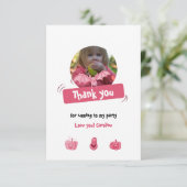 ピンクおもしろいと白のハロウィーン誕生日。カスタム サンキューカード (スタンド正面)