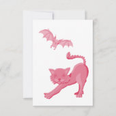 ピンクおもしろいと白のハロウィーン誕生日。カスタム サンキューカード (裏面)