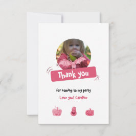 ピンクおもしろいと白のハロウィーン誕生日。カスタム サンキューカード