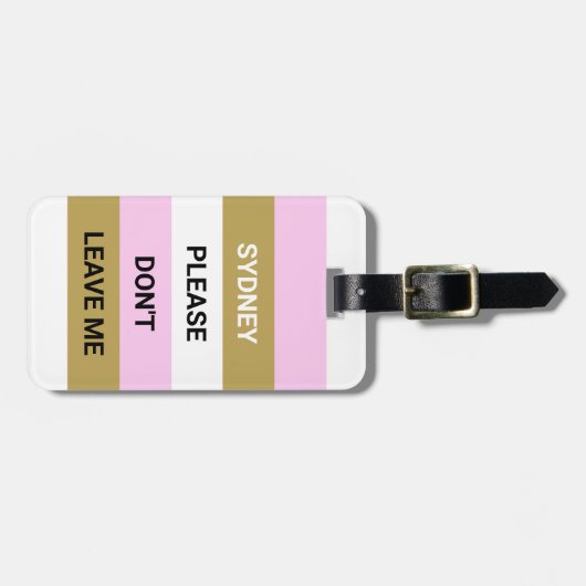 ピンクおもしろいと金ゴールドお願い離れだ ラゲッジタグ (正面横)