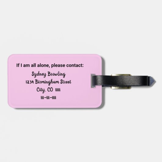 ピンクおもしろいと金ゴールドお願い離れだ ラゲッジタグ (裏面横)