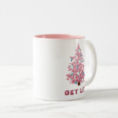 ピンクおもしろいのクリスマスツリーを点灯 ツートーンマグカップ (正面右)