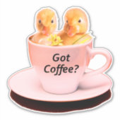 ピンクおもしろいのコーヒーミームマグかわいいチクチクチキン シール (正面)