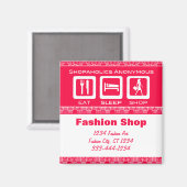 ピンクおもしろいのショップ食べの睡眠ショッププロモーション マグネット (正面/裏面)