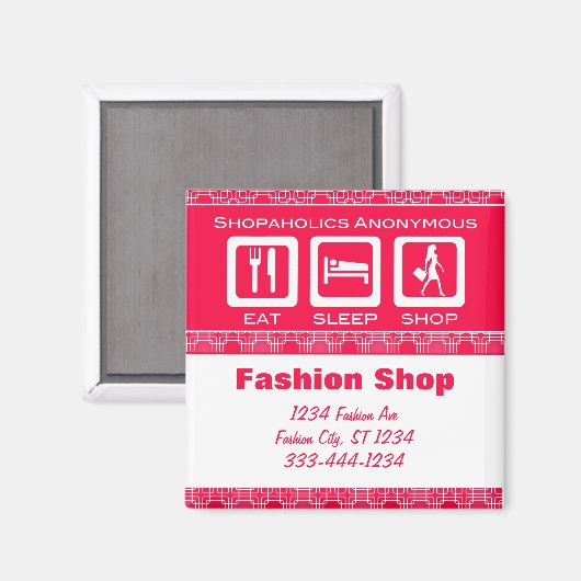 ピンクおもしろいのショップ食べの睡眠ショッププロモーション マグネット (正面/裏面)