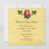 ピンクおもしろいのバラのハートを持つバレンタインデーの猫 招待状 (裏面)