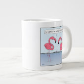 ピンクおもしろいのフラミンゴの漫画 |ユーモアのあるノベルティ ジャンボコーヒーマグカップ (正面右)