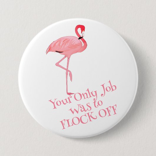 ピンクおもしろいのフラミンゴの群れのことわざ 缶バッジ (正面)