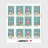 ピンクおもしろいのフラミンゴサンタクロース シール (シート)