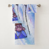 ピンクおもしろいのフラミンゴスキーヤー付きバスタオル バスタオルセット (インサイチュ)