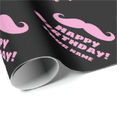 ピンクおもしろいの口ひげカスタム誕生日紙 ラッピングペーパー (ロールコーナー)