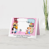 ピンクおもしろいの可愛い漫画の動物 カード (裏面)