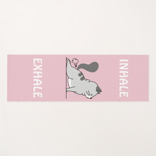 ピンクおもしろいの息を吸い込む猫のファート ヨガマット (正面(横))