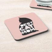 ピンクおもしろいの母の日の猫のマ最高のーム コースター (左側)