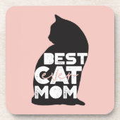 ピンクおもしろいの母の日の猫のマ最高のーム コースター (正面)