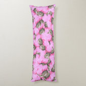 ピンクおもしろいの猫パターン ボディピロー (裏面 (縦))