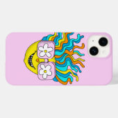 ピンクおもしろいの眼鏡を使った笑顔のキャラクターカラフル Case-Mate iPhoneケース (裏面 (横))