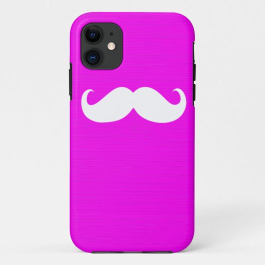 ピンクおもしろいの背景に白い口ひげ Case-Mate iPhoneケース (裏面)