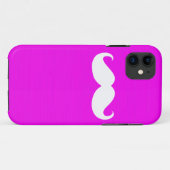 ピンクおもしろいの背景に白い口ひげ Case-Mate iPhoneケース (裏面(横))