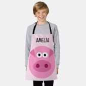 ピンクおもしろいの豚ガカスタムーの小さな子供のエプロン エプロン (着用した状態)