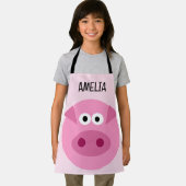 ピンクおもしろいの豚ガカスタムーの小さな子供のエプロン エプロン (インサイチュ)