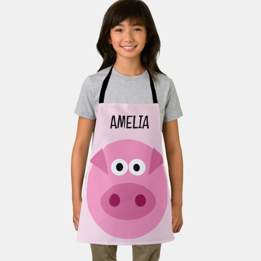 ピンクおもしろいの豚ガカスタムーの小さな子供のエプロン エプロン (インサイチュ)