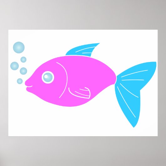 ピンクおもしろいの魚 ポスター (正面)