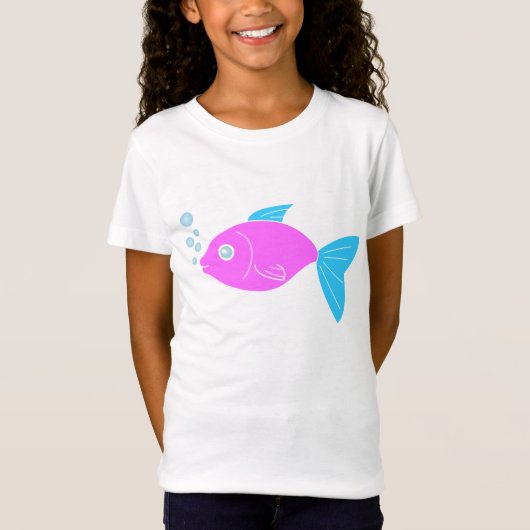 ピンクおもしろいの魚 Tシャツ (正面)