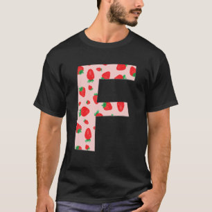 ピンクおもしろいイチゴイニシャルモノグラム文字F Gi Tシャツ