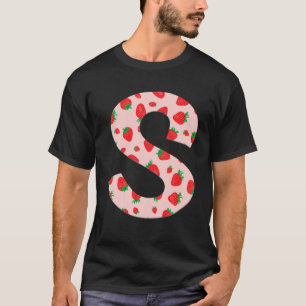 ピンクおもしろいイチゴイニシャルモノグラム文字S Gi Tシャツ