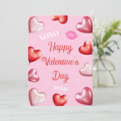 ピンクおもしろいガーリーハッピーバレンタインデー シーズンカード (スタンド正面)