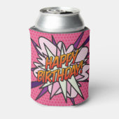 ピンクおもしろいガーリーハッピーバースデー 缶クーラー (缶裏面)