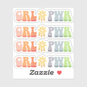 ピンクおもしろいガールパワーカットビニールシール シール