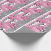 ピンクおもしろいシェブロン象-個人設定 ラッピングペーパー (角)