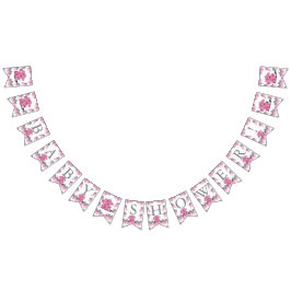 ピンクおもしろいシボロン間抜けかわいいベビー象 バンティングフラッグ